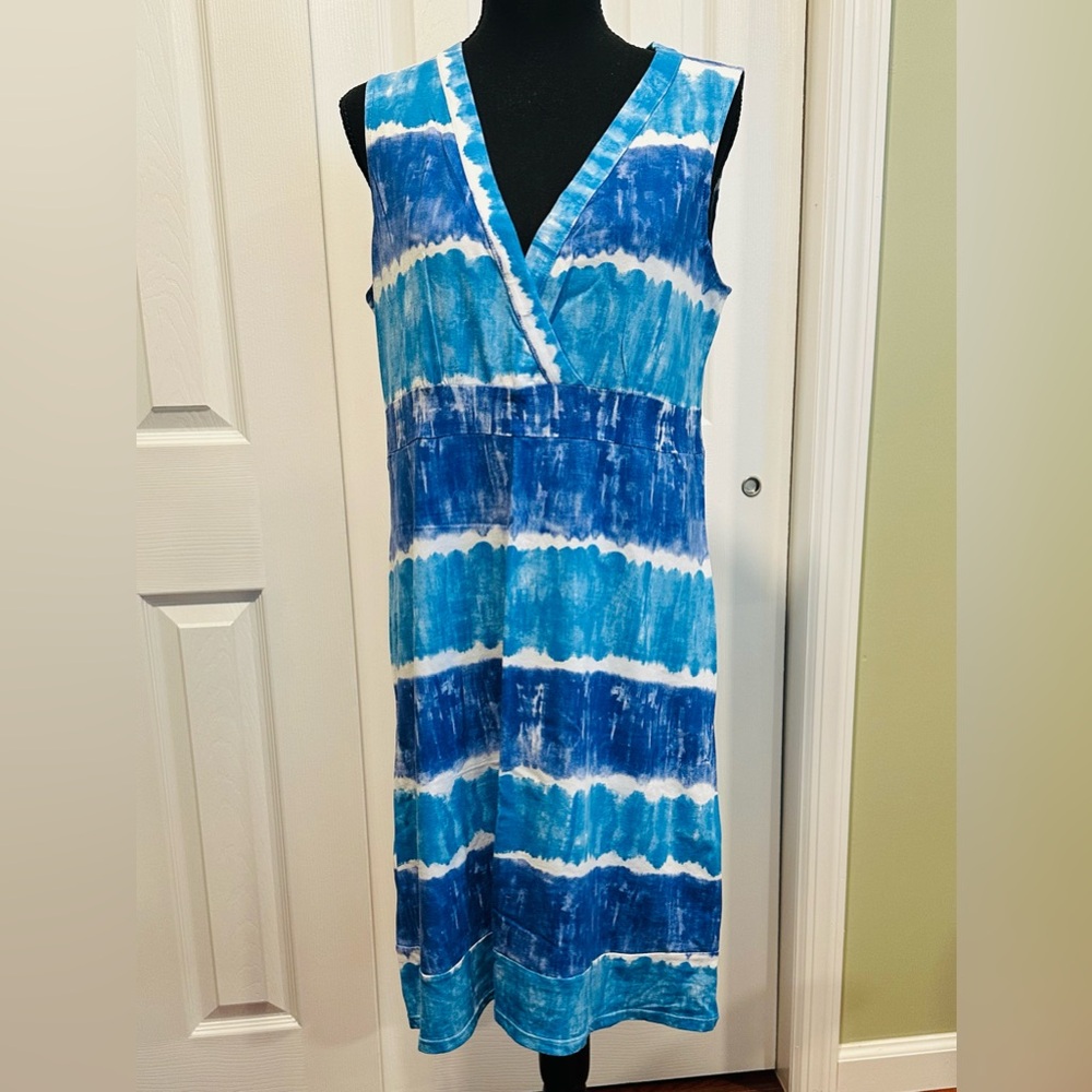 Calvin Klein Blue and White Sleeveless Sundress